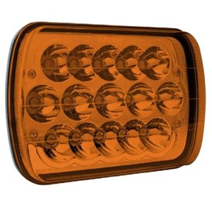 U-LH18515YY UNIDAD CUADRADA 7in CON 15 HIPER-LEDS LED AMBAR / CUBIERTA AMBAR