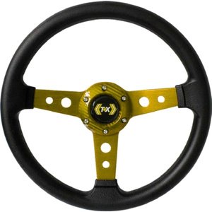 VOLANTE DEPORTIVO CON RAYO AMARILLO.
