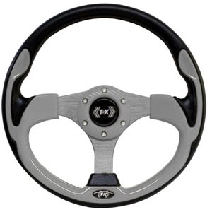 VOLANTE AUTOMOTRIZ DE VINIL GRIS.