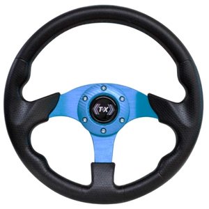 VOLANTE AUTOMOTRIZ DE ALUMINIO AZUL.