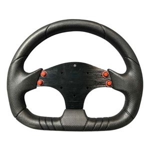 VOLANTE TIPO D CON 3 BRAZOS, CLAXON BOTON LATERAL CROMADO