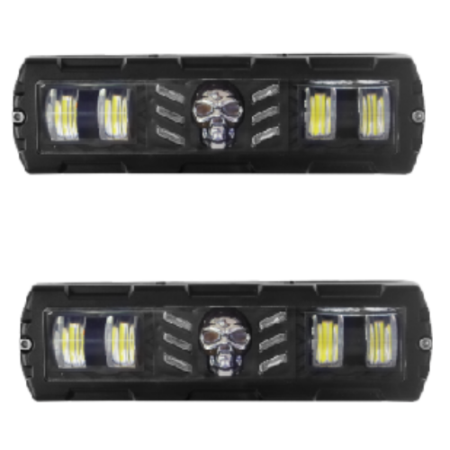 FA-LH104LRGB FARO CON 4 HIPER LEDS BLANCO C/ LUPA, FUNCION DE ESTROBO Y CALAVERA AL CENTRO RGB (PAR)