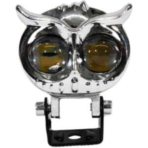 FARO TIPO BUHO CON 2 HIPER LEDS 20W BLANCO/AMARILLO CON LUPA, 5 FUNCIONES DE ESTROBO Y CARCASA CROMADA (PIEZA)