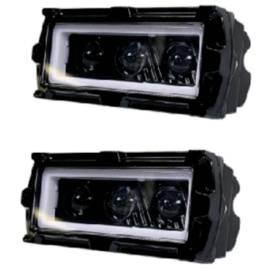 FA-MHC31LB FARO RECTANGULAR PARA MOTO CON 3 HIPER LEDS BLANCO CON LUPA Y OJO DE ANGEL TIPO GEL AZUL (PZA)