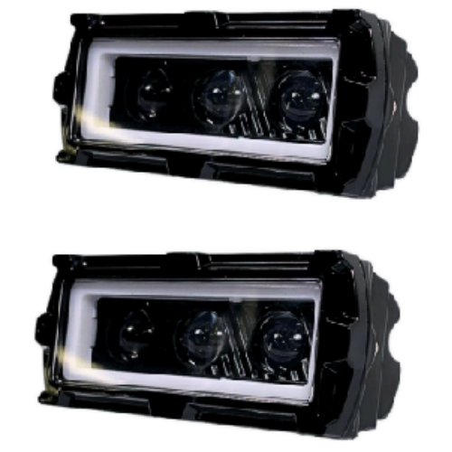 FA-MHC31LB FARO RECTANGULAR PARA MOTO CON 3 HIPER LEDS BLANCO CON LUPA Y OJO DE ANGEL TIPO GEL AZUL (PZA) (PZA)