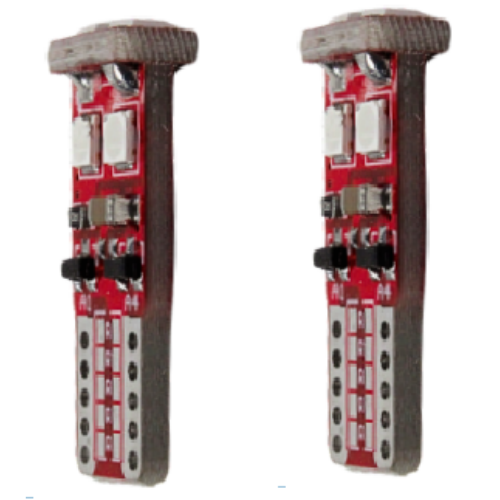 FOCO DE PELLIZCO CON 6 HIPER LEDS T10 Y CANBUS ROJO (PAR)