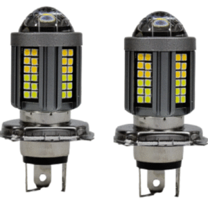 FOCO PARA MOTO CON LUPA BICOLOR BASE H4  66 LEDS (PAR)