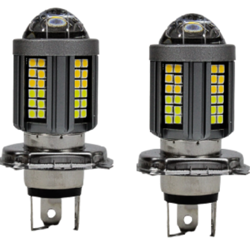 FO-MH466CY FOCO PARA MOTO CON LUPA BICOLOR BASE H4 66 LEDS (PZA)