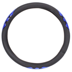 FU-3-1079NB FUNDA PARA VOLANTE MEDIANA CON REFLEJANTE DE 38 CM CON ROMBOS NEGRO CON AZUL (PIEZA)