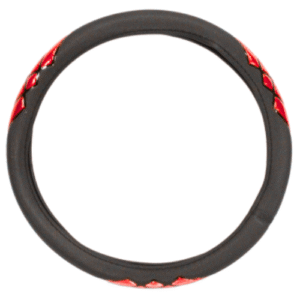 FUNDA PARA VOLANTE MEDIANA CON REFLEJANTE DE 38 CM CON ROMBOS NEGRO CON ROJO (PIEZA)