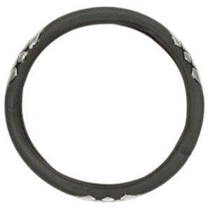 FUNDA PARA VOLANTE MEDIANA CON REFLEJANTE DE 38 CM CON ROMBOS NEGRO CON PLATEADO