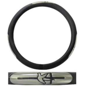 FUNDA PARA VOLANTE MEDIANA CON REFLEJANTE DE 38 CM CON LABIO NEGRO CON ROJO