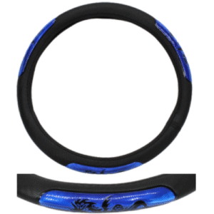 FU-3-1096NB FUNDA PARA VOLANTE MEDIANA CON REFLEJANTE DE 38 CM CON DRAGÓN NEGRO CON AZUL (PIEZA)