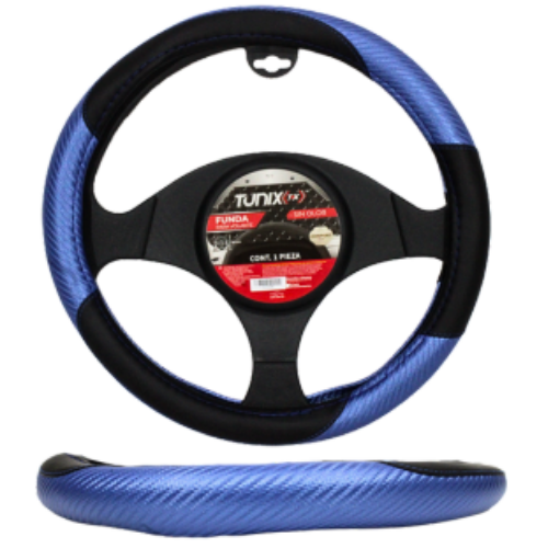 FU-3-403B FUNDA PARA VOLANTE MEDIANA DE 38 CM RAYADA CON LOGO TUNIX COLOR AZUL (PIEZA)