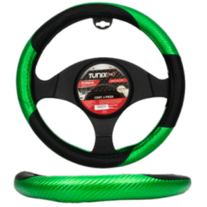 FUNDA PARA VOLANTE  MEDIANA DE 38 CM RAYADA CON LOGO TUNIX COLOR GRIS