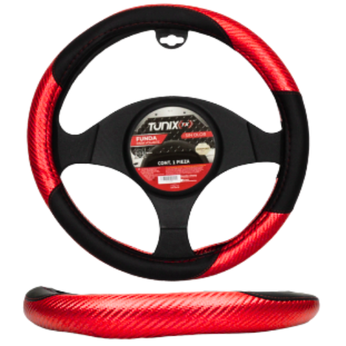 FU-3-403R FUNDA PARA VOLANTE MEDIANA DE 38 CM RAYADA CON LOGO TUNIX COLOR ROJO (PIEZA)