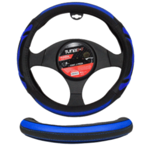 FU-3-406NB FUNDA PARA VOLANTE MEDIANA DE 38 CM NEGRA CON 4 SECCIONES Y ANTIDERRAPANTE AZUL (PIEZA)