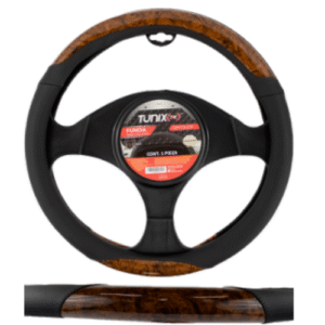 FUNDA PARA VOLANTE  MEDIANA DE 38 CM CON DETALLE TIPO MADERA COLOR ROJO