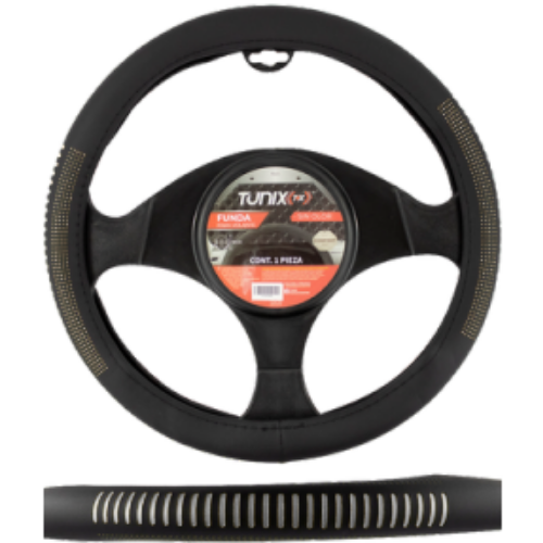 FUNDA PARA VOLANTE  MEDIANA DE 38 CM NEGRA CON RAYAS BLANCAS (PIEZA)