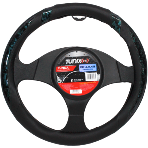 FU-3-417NB FUNDA PARA VOLANTE MEDIANA DE 38 CM NEGRA CON DISEÑO DIAMANTE COLOR GRIS (PIEZA)