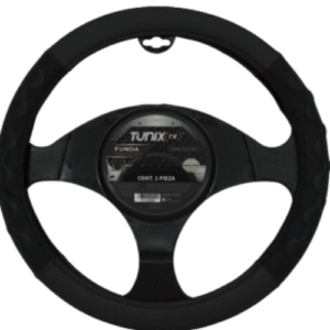 FUNDA PARA VOLANTE  MEDIANA DE 38 CM CON LATERALES EN RELIEVE CON ONDAS NEGRA
