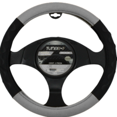 FU-3-422NG FUNDA PARA VOLANTE MEDIANA DE 38 CM BASE NEGRA CON LATERALES EN RELIEVE CON ONDAS GRIS (PIEZA)