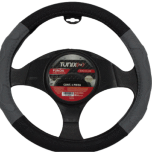 FUNDA PARA VOLANTE  MEDIANA DE 38 CM CON LATERALES EN RELIEVE CON MOÑO NEGRA