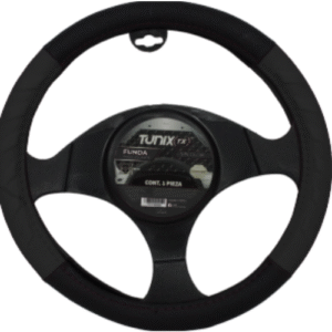 FUNDA PARA VOLANTE  MEDIANA DE 38 CM CON LATERALES EN RELIEVE CON FLECHA CONTINUA NEGRA