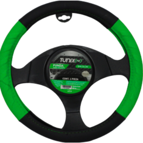 FU-3-424NG FUNDA PARA VOLANTE MEDIANA DE 38 CM BASE NEGRA CON LATERALES EN RELIEVE CON CON FLECHA CONTINUA GRIS (PIEZA)