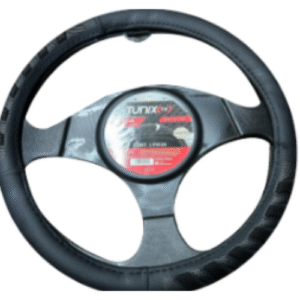 FU-3-425NB FUNDA PARA VOLANTE MEDIANA DE 38 CM NEGRA CON LATERALES VENTILADOS Y LINEAS AZULES (PIEZA)