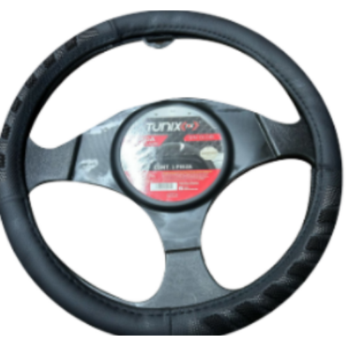 FU-3-425NB FUNDA PARA VOLANTE MEDIANA DE 38 CM NEGRA CON LATERALES VENTILADOS Y LINEAS AZULES (PIEZA)