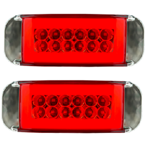 LA-PCG12R PLAFON RECTANGULAR CON 12 HIPER LEDS CON ALTA, BAJA, ESTROBO Y OJO DE ANGEL TIPO GEL ROJO (PAR)
