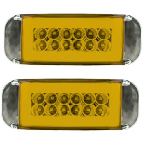 LA-PCG12Y PLAFON RECTANGULAR CON 12 HIPER LEDS CON ALTA, BAJA, ESTROBO Y OJO DE ANGEL TIPO GEL AMBAR (PAR)