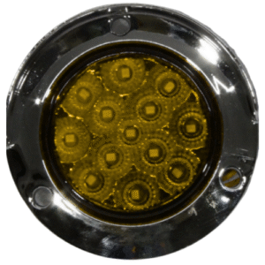 PLAFÓN REDONDO CON 13 LEDS Y BISEL CROMADO ROJO ÁMBAR. 2.5 PULGADAS