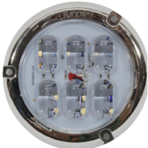 PLAFON REDONDO CON 36 HIPER LEDS CON LUPA, ALTA, BAJA Y ESTROBO BLANCO