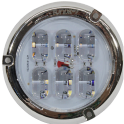 LA-PRL36C PLAFON REDONDO CON 36 HIPER LEDS CON LUPA, ALTA, BAJA Y ESTROBO BLANCO (PAR)