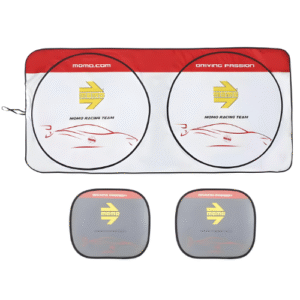 KIT MOMO CON PARASOL PLATA Y DOS CORTINAS LATERALES NEGRO