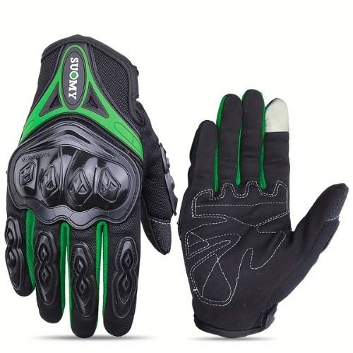GU-MM51G GUANTES MEDIANOS PARA MOTOCICLISTA CON TOUCH Y LIMPIADOR DE VISOR VERDE (PAR)