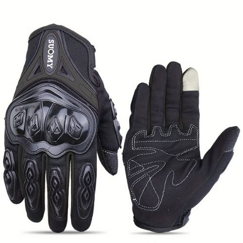 GU-MM51N GUANTES MEDIANOS PARA MOTOCICLISTA CON TOUCH Y LIMPIADOR DE VISOR NEGRO (PAR)