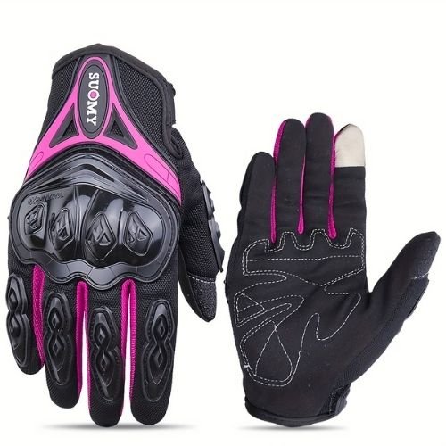 GU-MXL51P GUANTES XL PARA MOTOCICLISTA CON TOUCH Y LIMPIADOR DE VISOR ROSA (PAR)