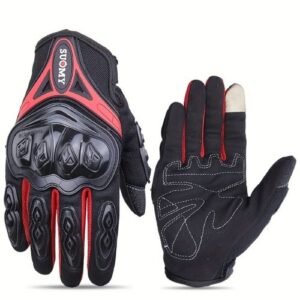 GU-MXL51R GUANTES XL PARA MOTOCICLISTA CON TOUCH Y LIMPIADOR DE VISOR ROJO (PAR)