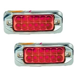 PLAFON REDONDO CON 12 LES, BISEL CROMADO CON FUNCIONES ROJO (PAR)