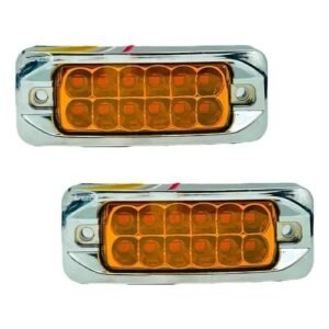 PLAFON REDONDO CON 12 LES, BISEL CROMADO CON FUNCIONES ROJO (PAR)