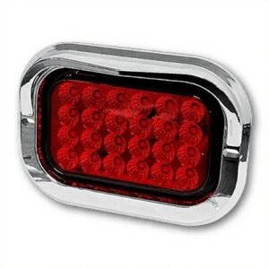 PLAFON RECTANGULAR CON 24 LEDS, BISEL CROMADO, CON ALTA, BAJA Y ESTROBO (PIEZA)