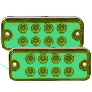 PLAFON CUADRADO CON 8 LEDS 12/24V FIJO VERDE (PAR)