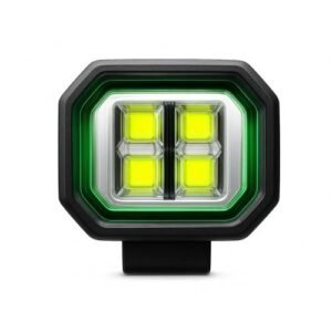 FL126_GREEN_RING_STR FARO DE LED DE 20 WATT CON ARILLO VERDE LUZ FIJA Y ESTROBO (PAR)
