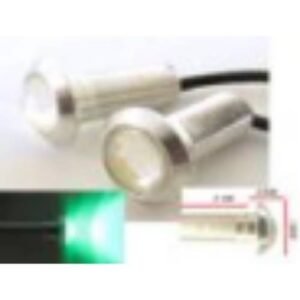 KK424SL_STR_GREE TORNILLO CHICO (3x1.7CM) OJO DE AGUILA PLATA 3 WATT SUPER POTENTE LUZ FIJA + ESTROBO VERDE (PAR)