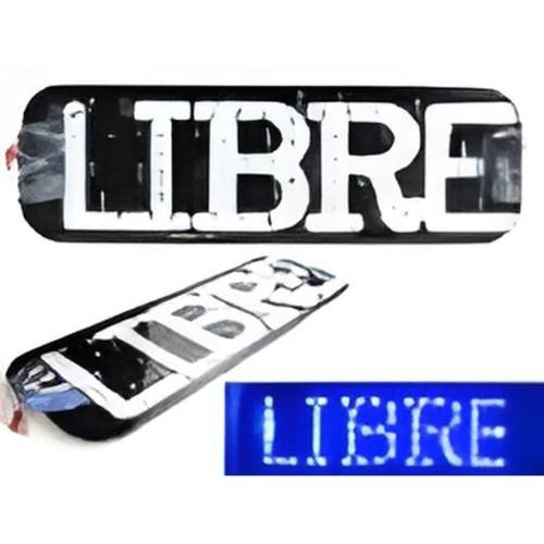 PLACA PARA TAXI SUJECIÓN CON CHUPÓN-LETRERO LIBRE 19CM X 6.3CM X 1MM 12V AZUL (PZA)