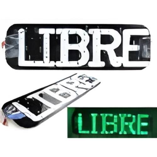 PLACA PARA TAXI SUJECIÓN CON CHUPÓN-LETRERO LIBRE 19CM X 6.3CM X 1MM 12V VERDE (PZA)