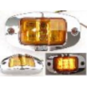 MULT_6123_AM PLAFON UNIVERSAL LATERAL 9 LED 12/24V AMBAR CON BICEL CROMADO (PAR)